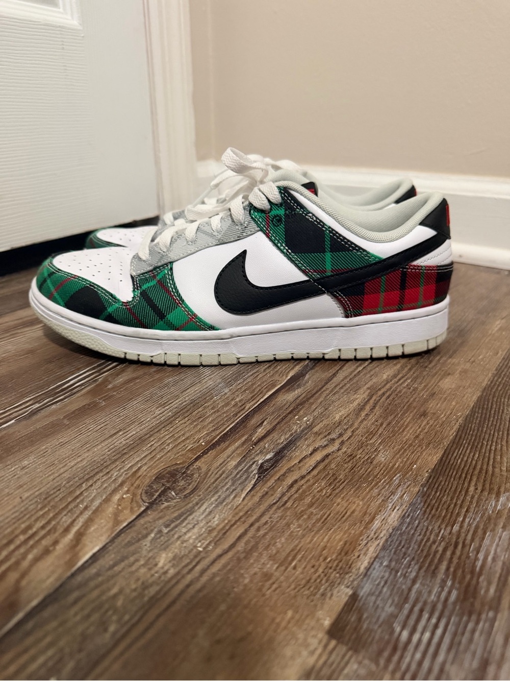 Nike Dunk Low Tartan Plaid White with Green & Red Plaid